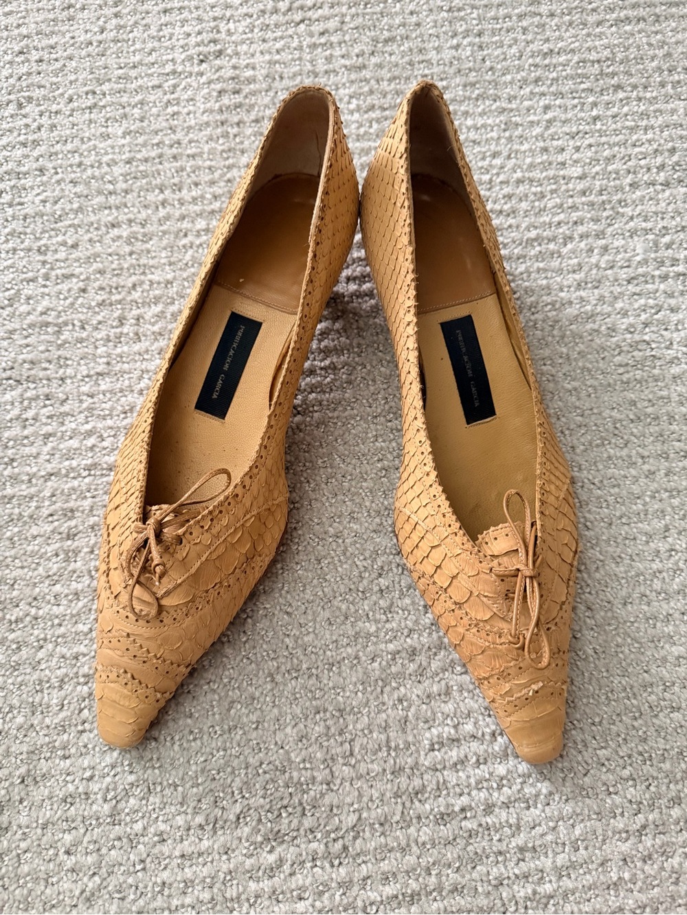 Purificacion Garcia Snakeskin Pointed Kitten Heels Size 39